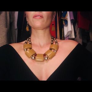 Brown and Gold Necklace and Earrings Set